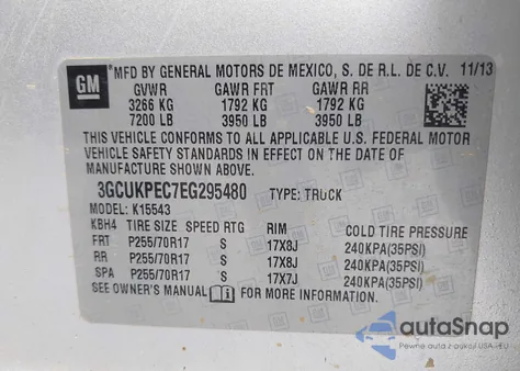 2014 Chevrolet Silverado 1500 Work Truck 2Wt from USA, damaged, VIN 3GCUKPEC7EG295480